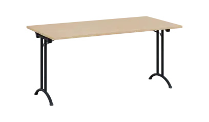 SLA 160 lak skládací jednací stůl 1600x800, deska 25 mm, podnož černý lak, deska bříza světlá